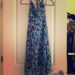 Blue and green muslin dress